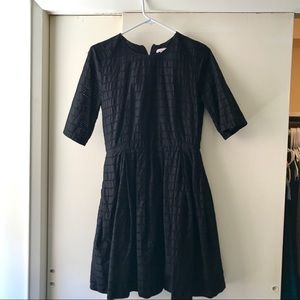 Black eyelet flare dress